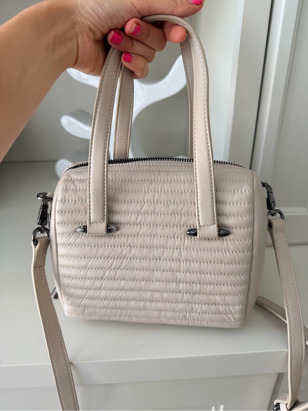 CELINE DION Vibrato Satchel Top Handle Cross Body Leather Purse NEW Retail $400 - Picture 8 of 14